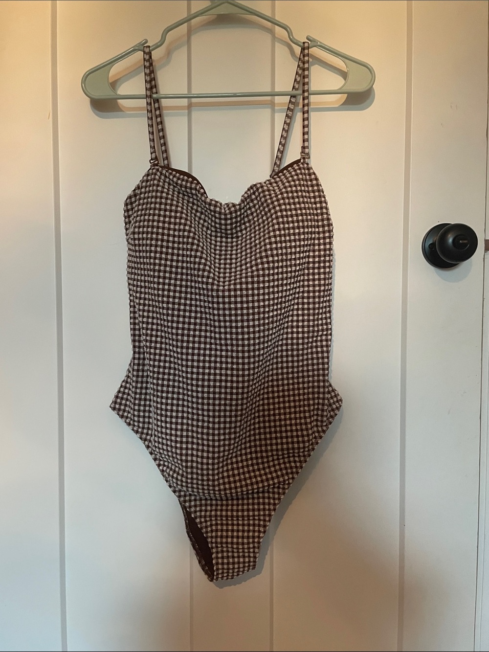 Abercrombie & Fitch Brown and Cream Gingham One-Piece